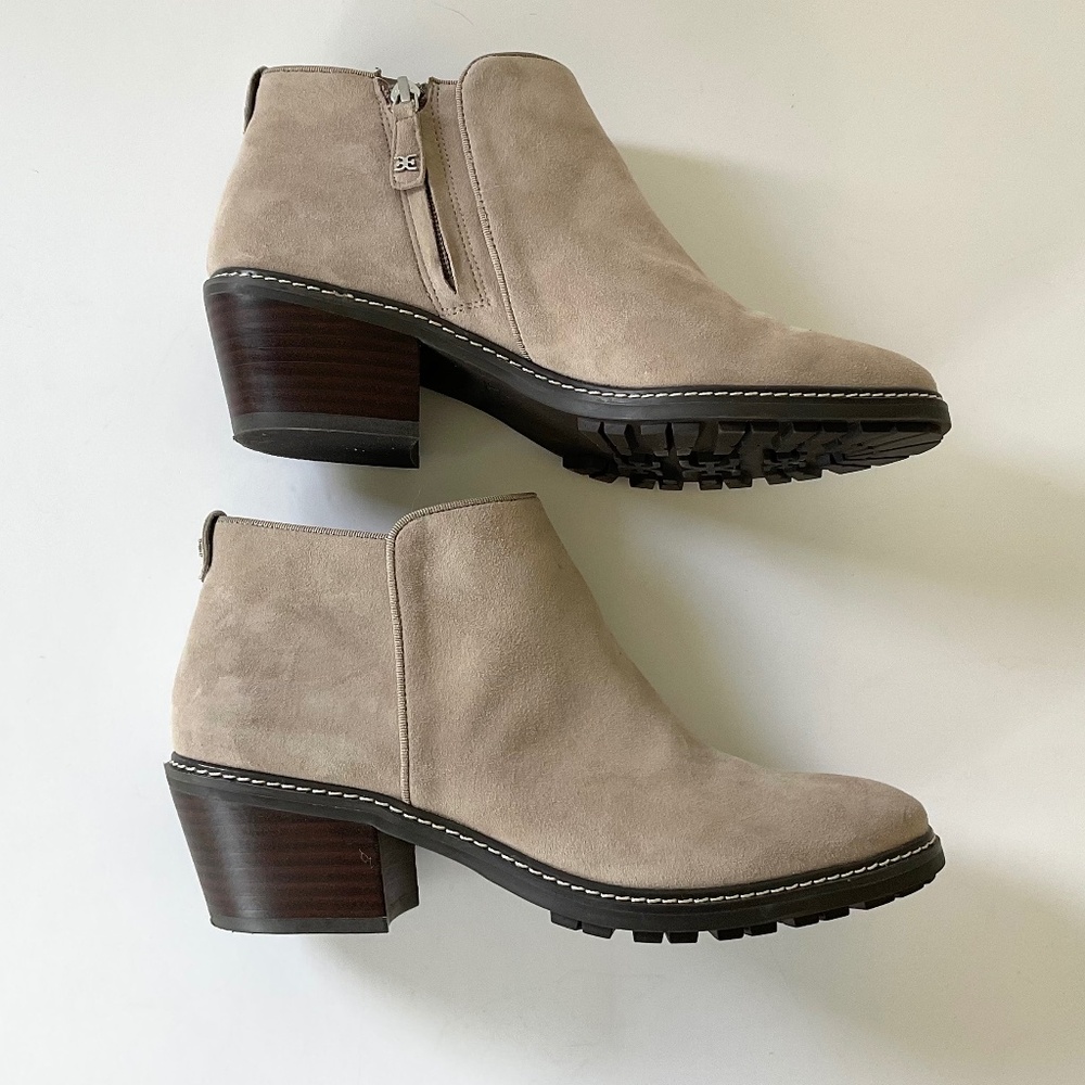 SAM EDELMAN Pryce Tan Waterproof Ankle Boots Size 8.5 Like New Condition